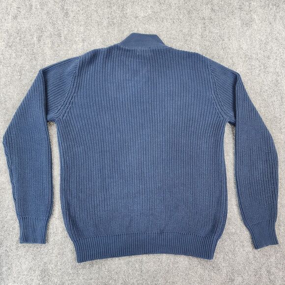 LL Bean Sweater Men Large Blue Full Zip Long Sleeve Ribbed Knit Mock Neck Casual - Picture 3 of 15
